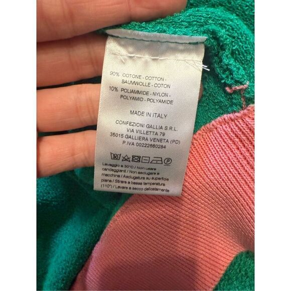 Gallia Green Pink Blue Cotton Blend Knit Long Sleeve Cardigan Sweater Size Large - Picture 6 of 7